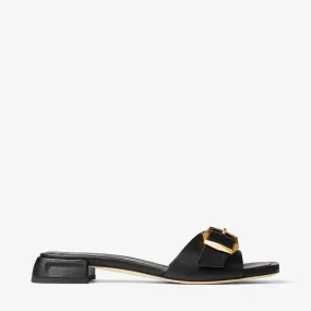 Hawke Mule Flat Black Leather Flats