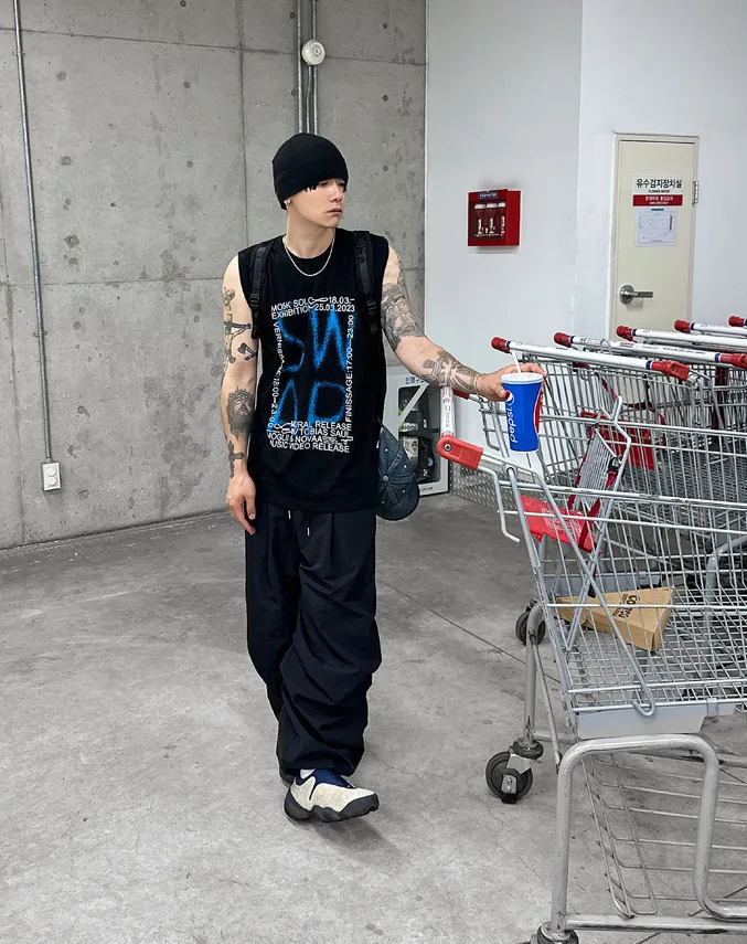 HOLY IN CODE  |Unisex Street Style Cotton Oversized Logo Military Tanks