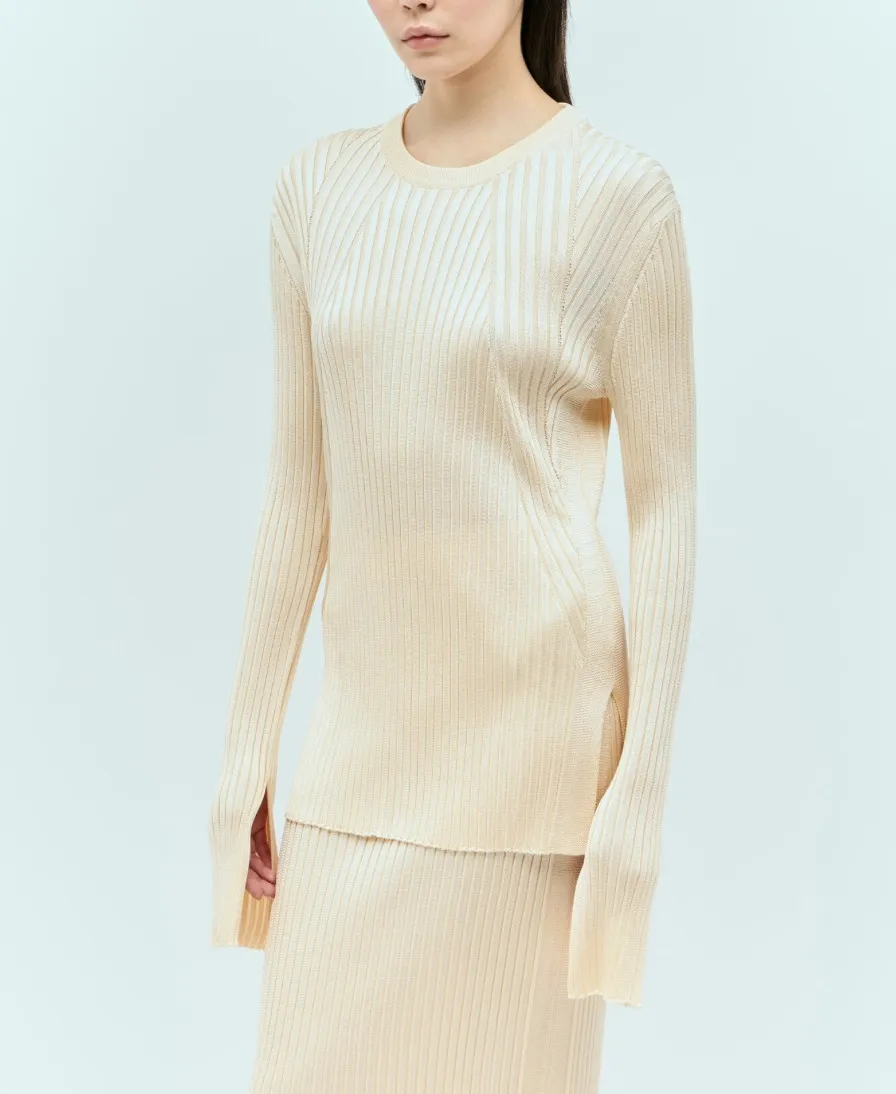 Jil Sander | Long Sleeve Crew Neck Ribbed V-Neck & Crew Neck