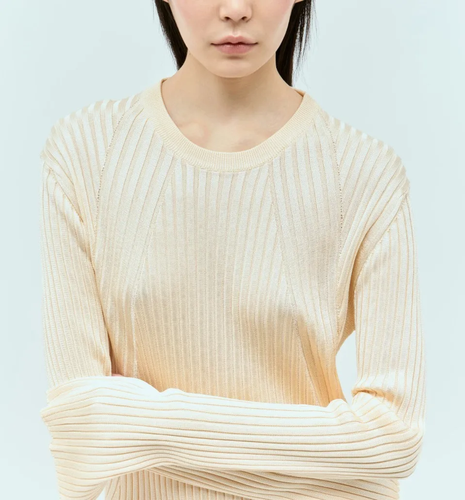 Jil Sander | Long Sleeve Crew Neck Ribbed V-Neck & Crew Neck