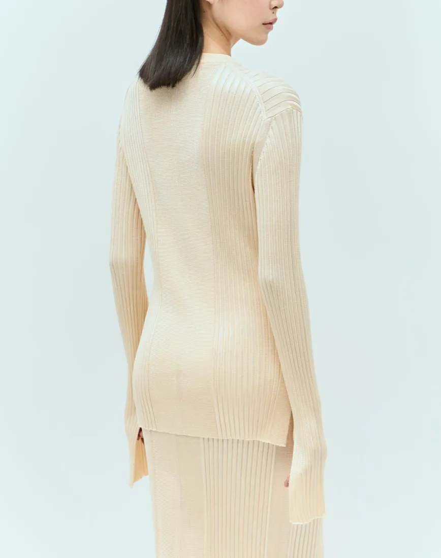 Jil Sander | Long Sleeve Crew Neck Ribbed V-Neck & Crew Neck