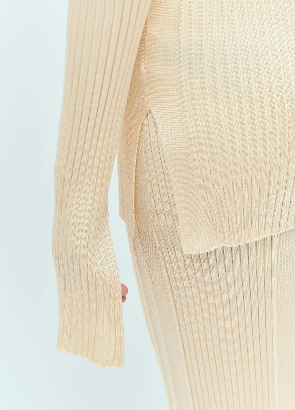 Jil Sander | Long Sleeve Crew Neck Ribbed V-Neck & Crew Neck