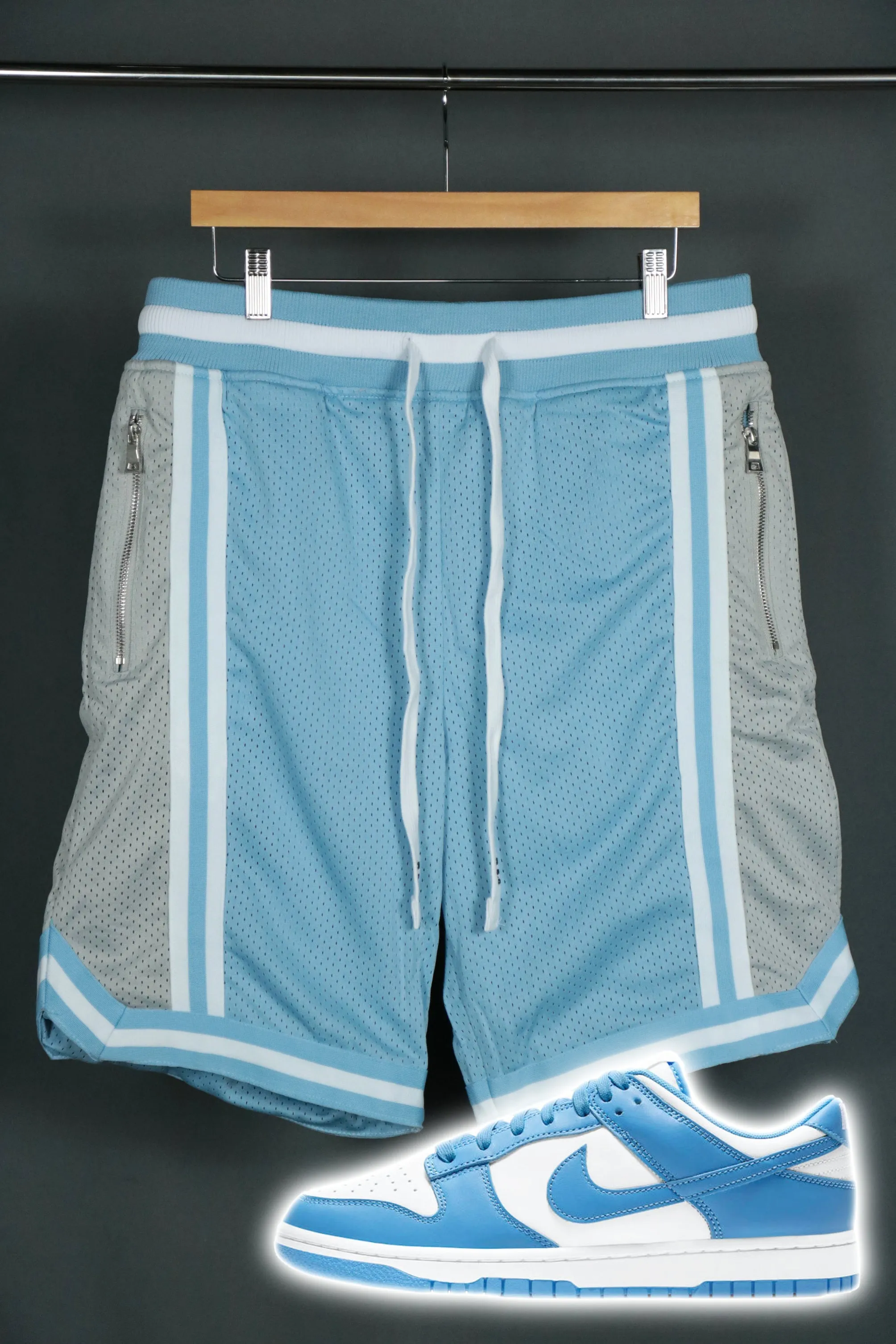 Jordan Craig 8902SA Chapel Hill basketball shorts light blue gray white