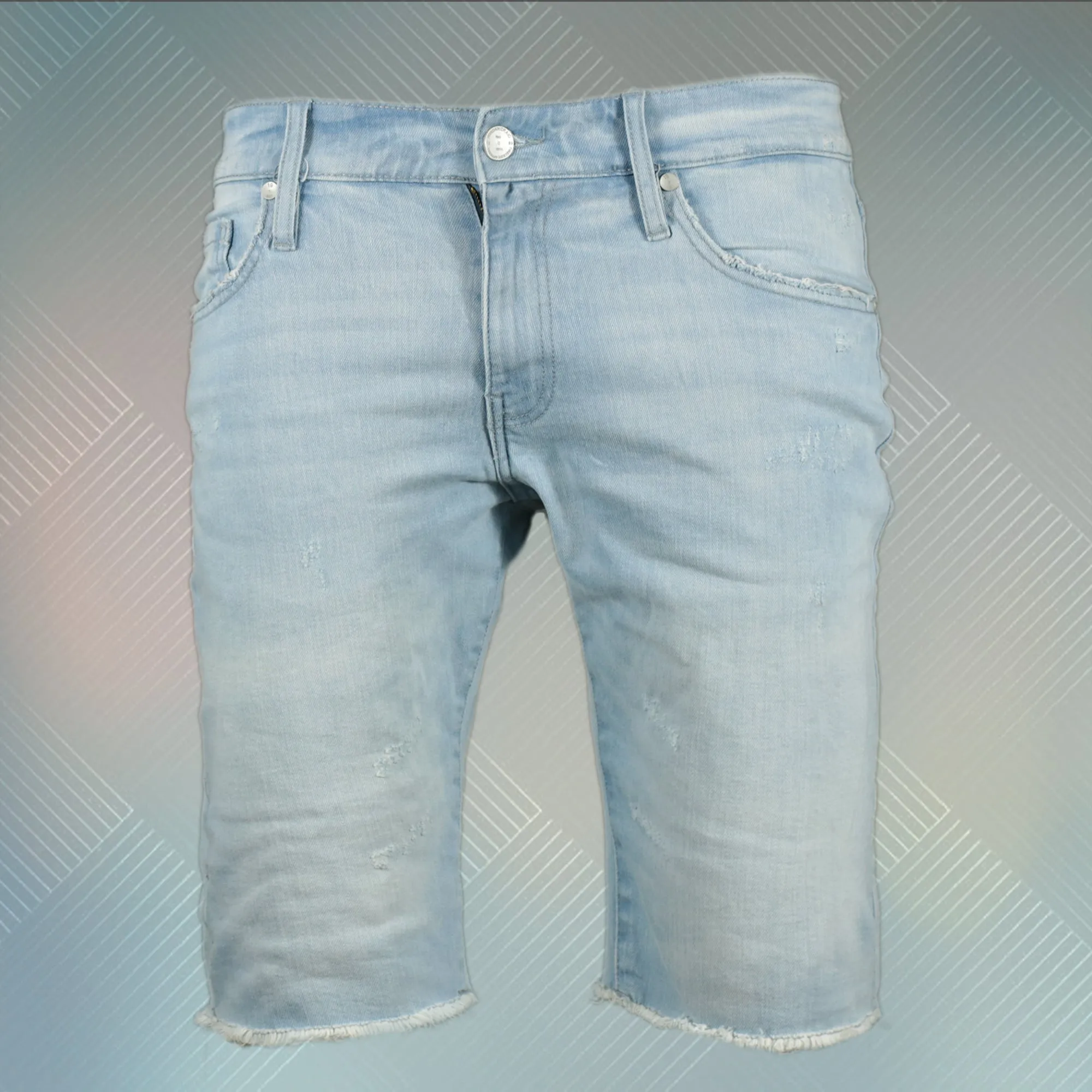 Jordan Craig distressed jean denim shorts ice blue