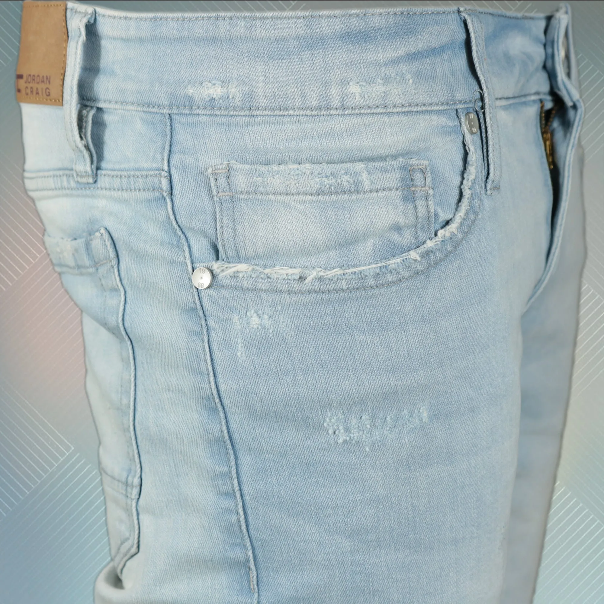 Jordan Craig distressed jean denim shorts ice blue