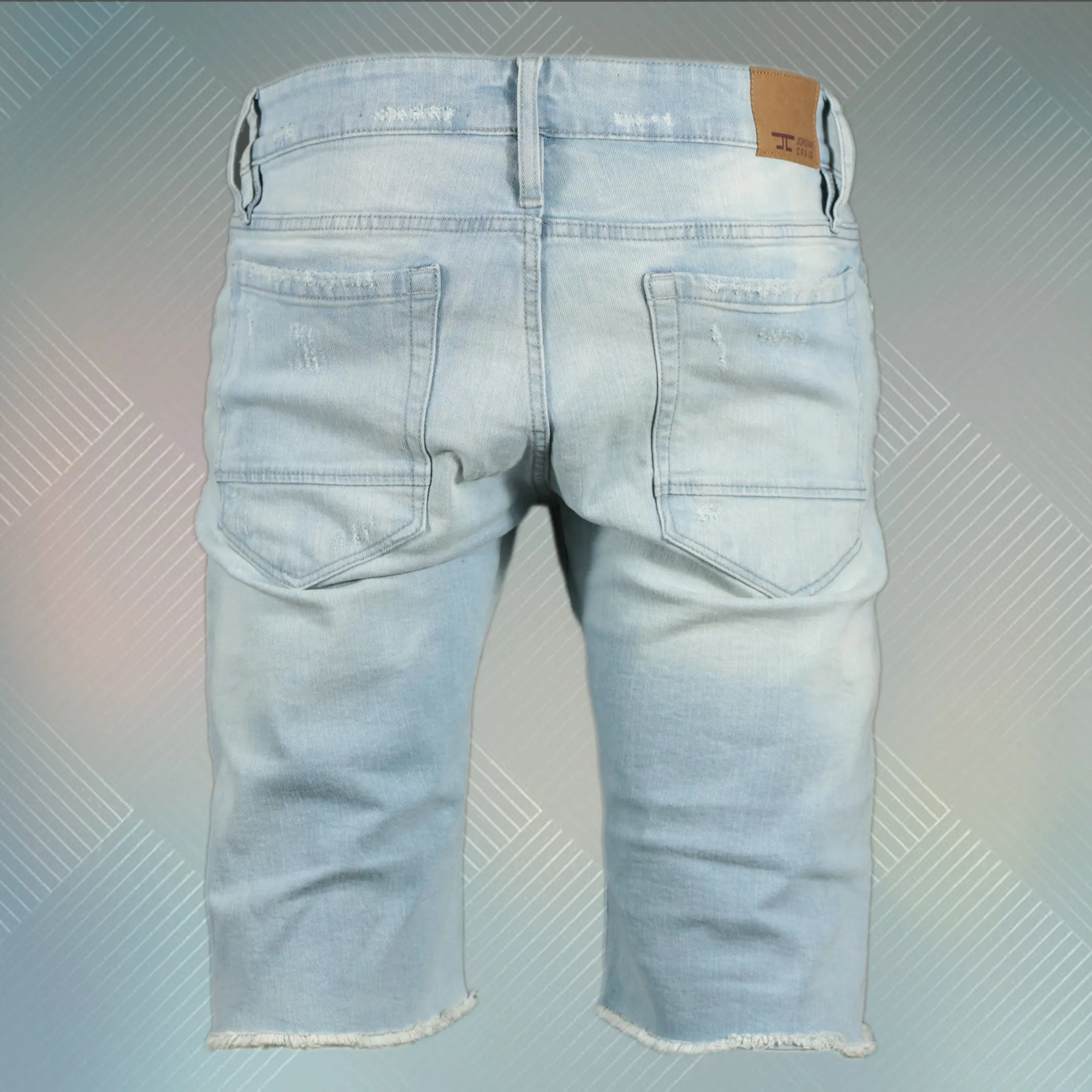 Jordan Craig distressed jean denim shorts ice blue