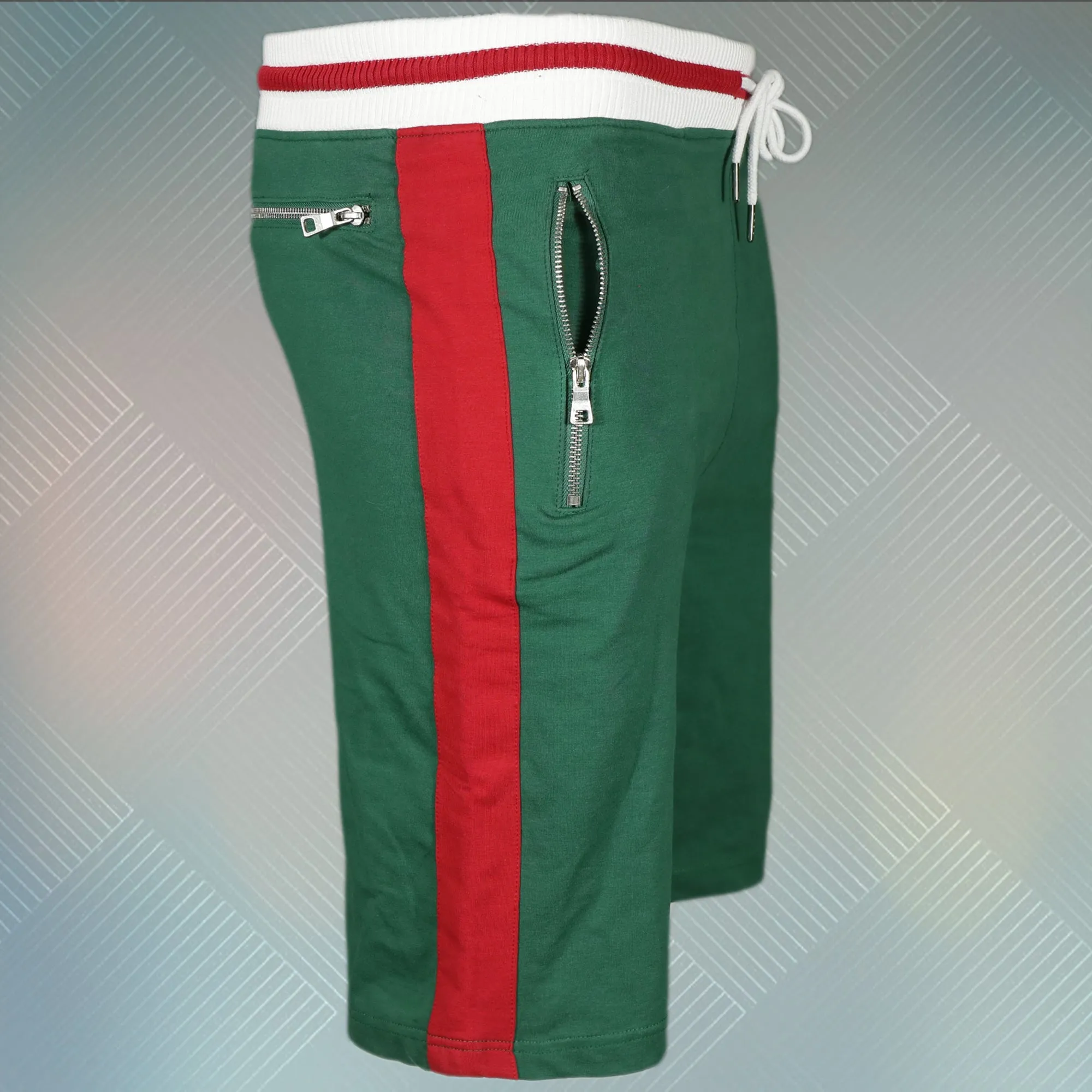 Jordan Craig Green Track Shorts | Retro Italian Colorway Shorts with Zip Pockets