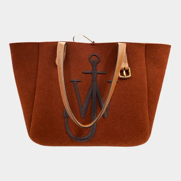 JW Anderson women's burnt orange felt tote bag with logo