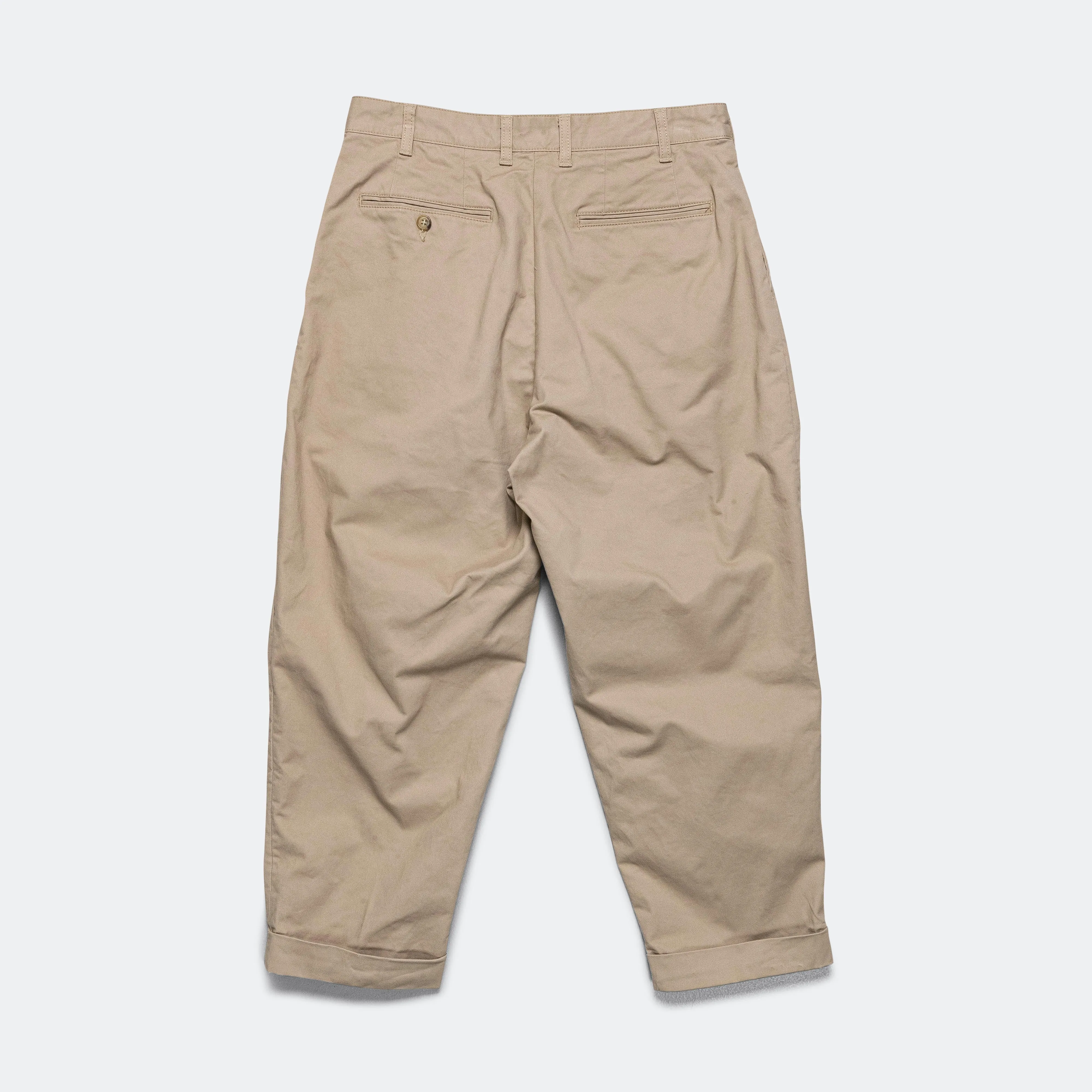 Khaki Twill Pants with 2 Pleats