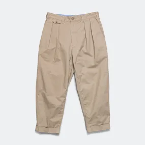 Khaki Twill Pants with 2 Pleats