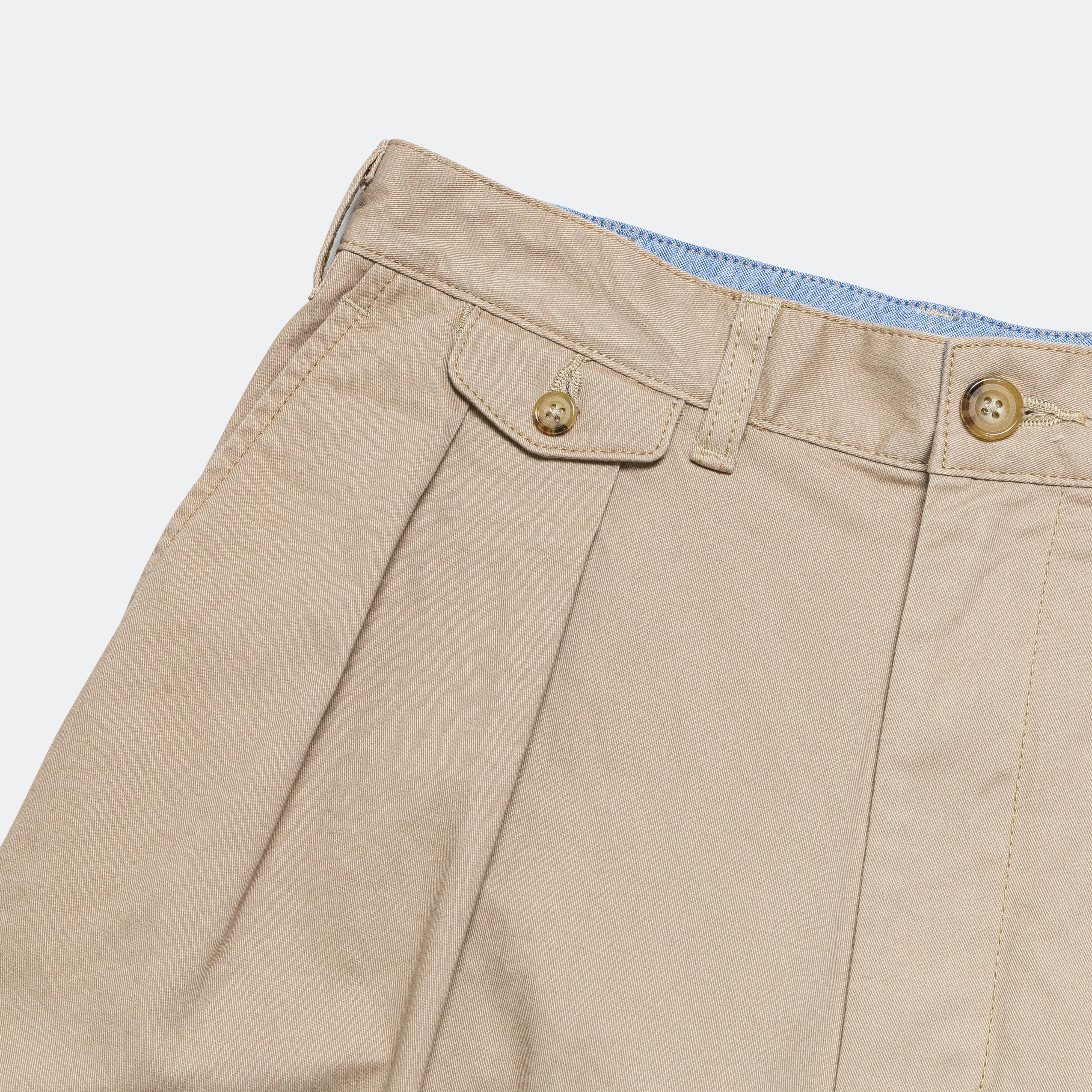 Khaki Twill Pants with 2 Pleats