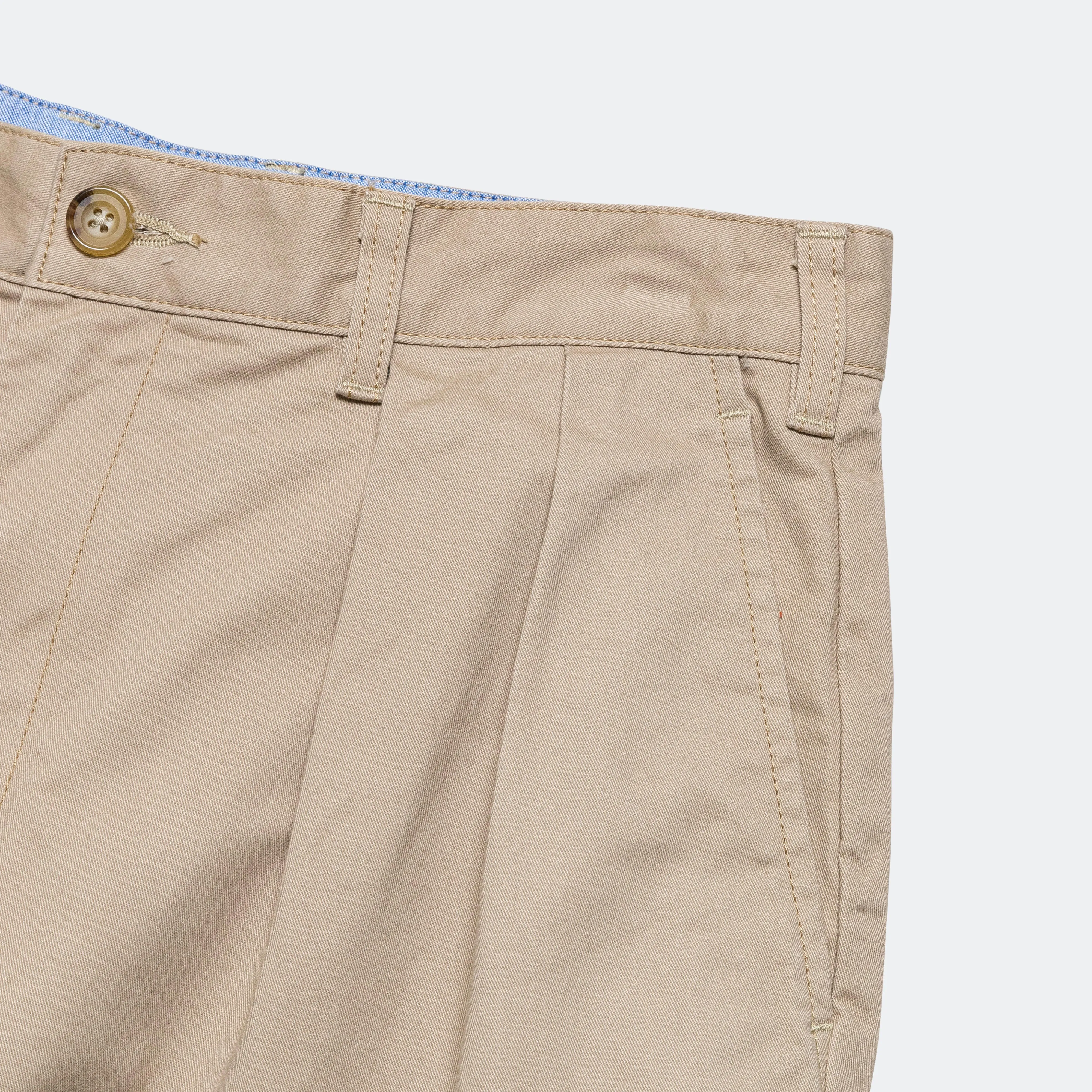 Khaki Twill Pants with 2 Pleats