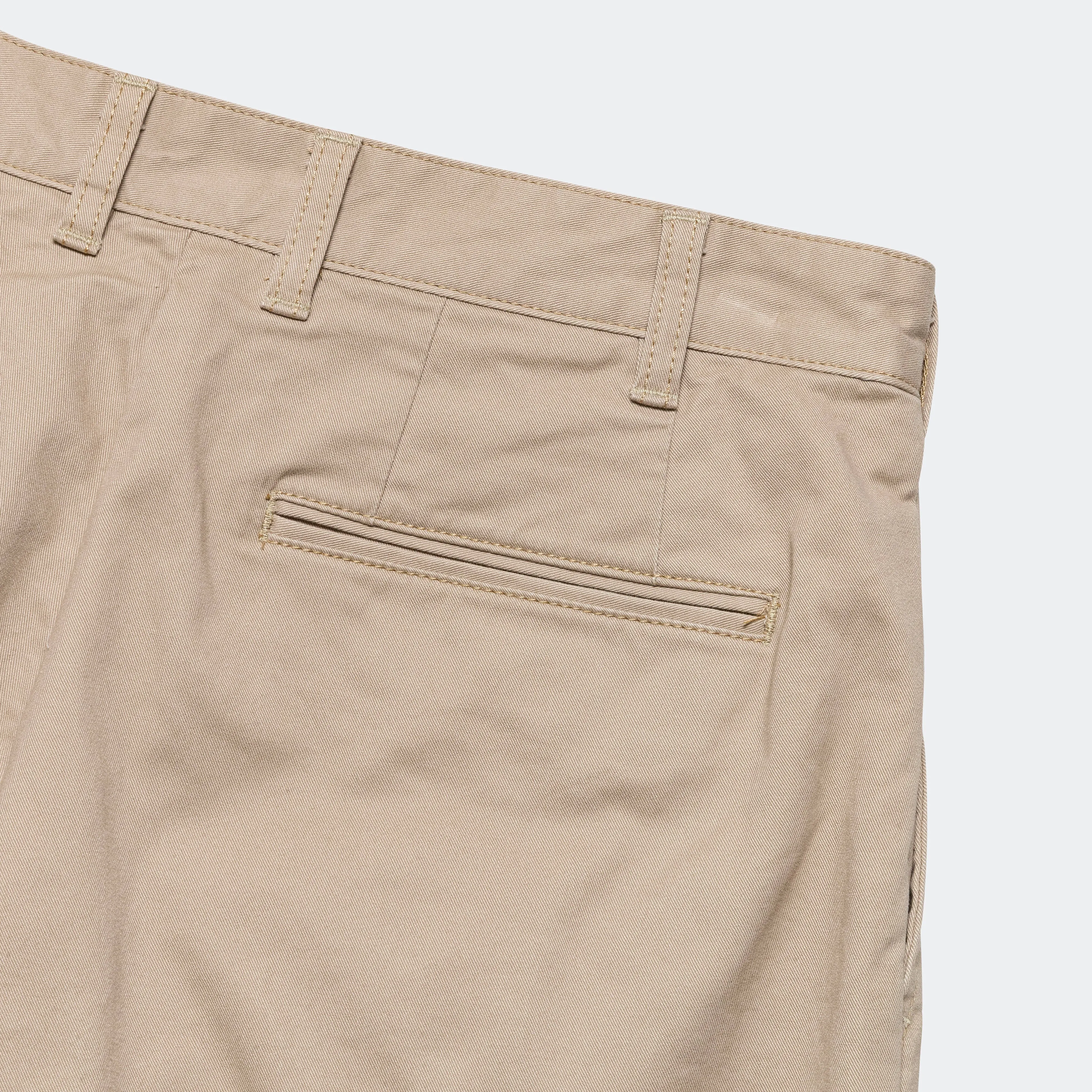 Khaki Twill Pants with 2 Pleats