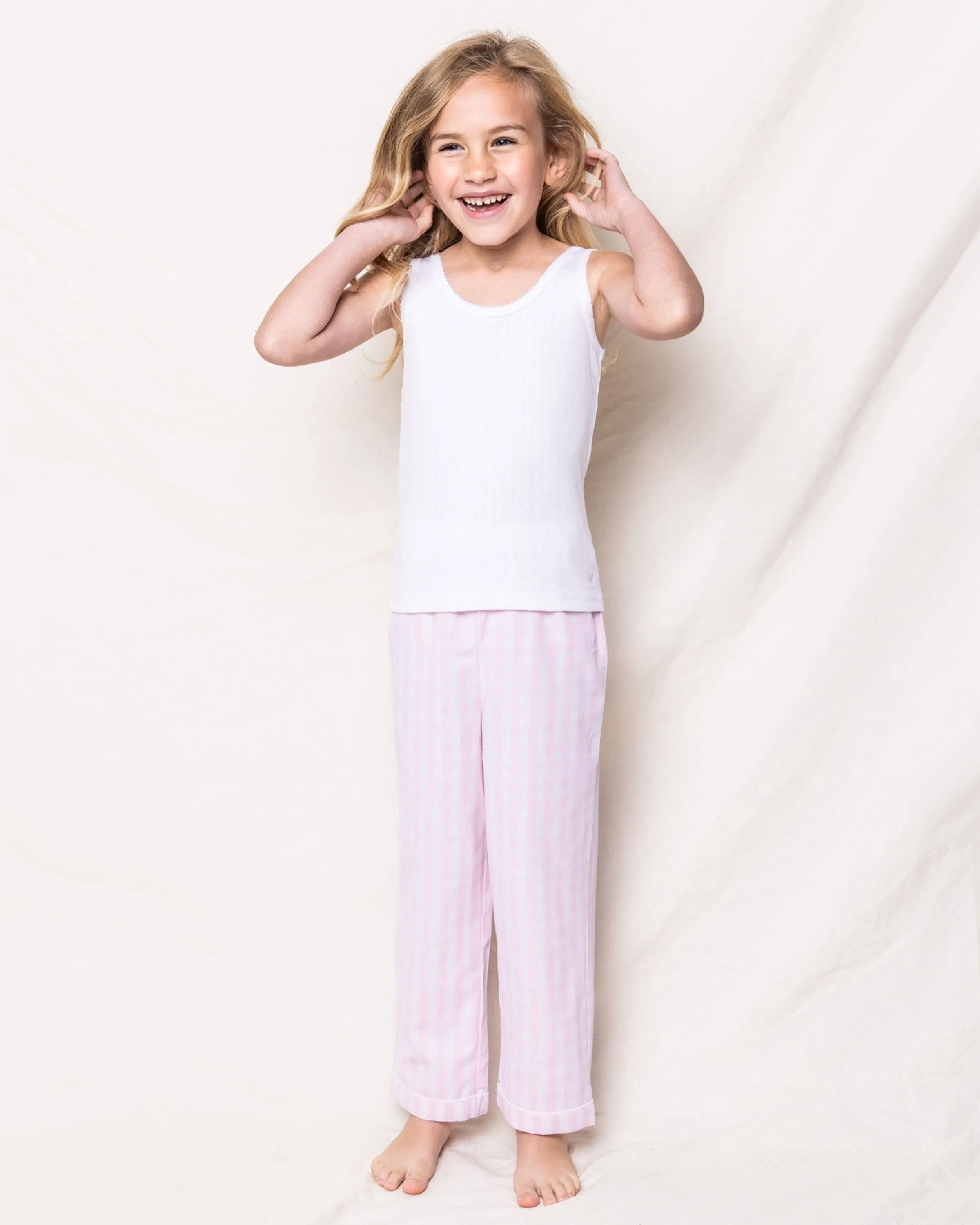 Kids' Pink Gingham Twill Pajama Pants