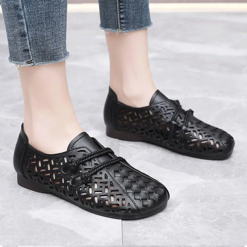 Leather Open-Toe Sandals - Women's Casual Shoes WC153