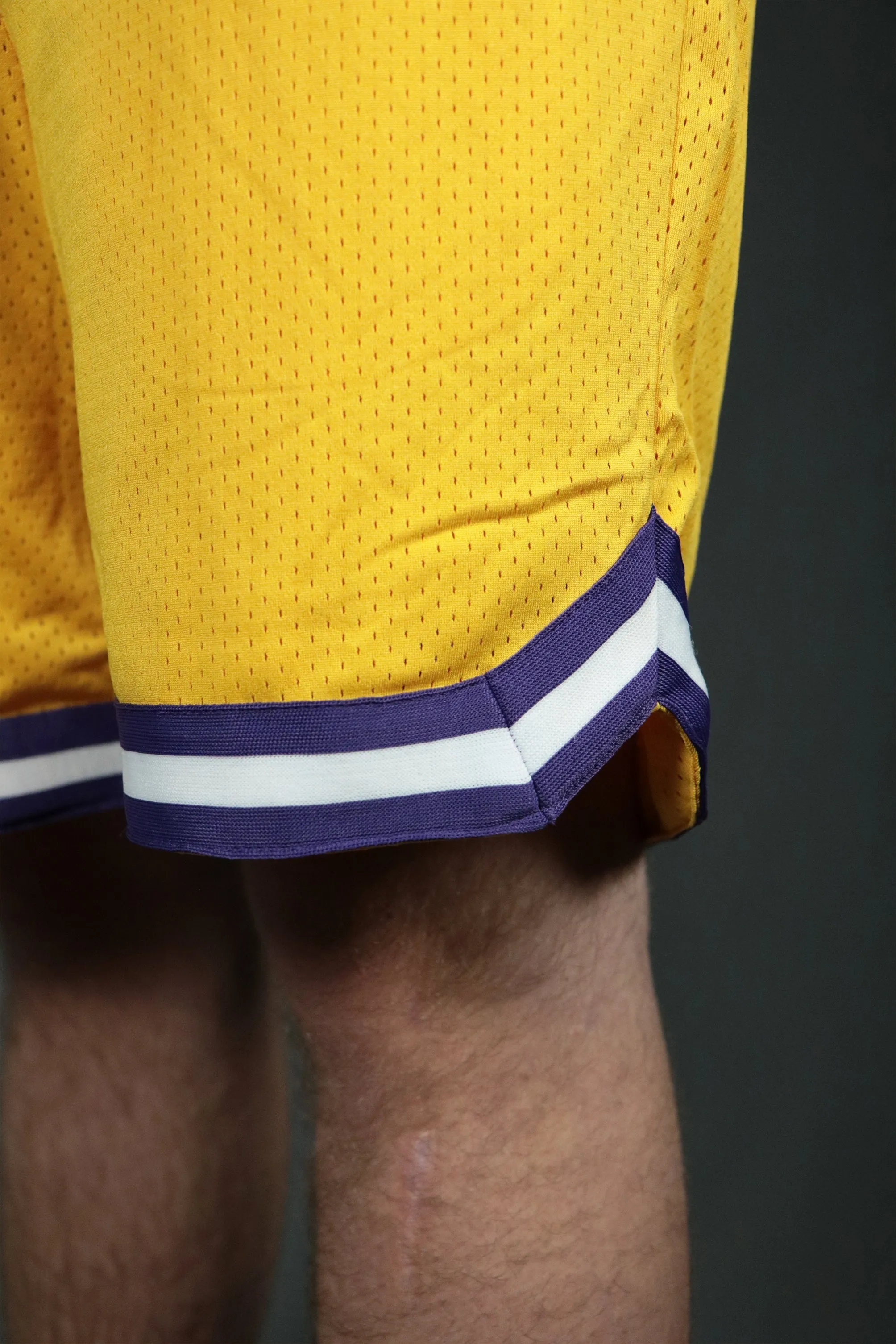 Los Angeles Yellow Men's Basketball Swingman Shorts with Zipper Pocket.