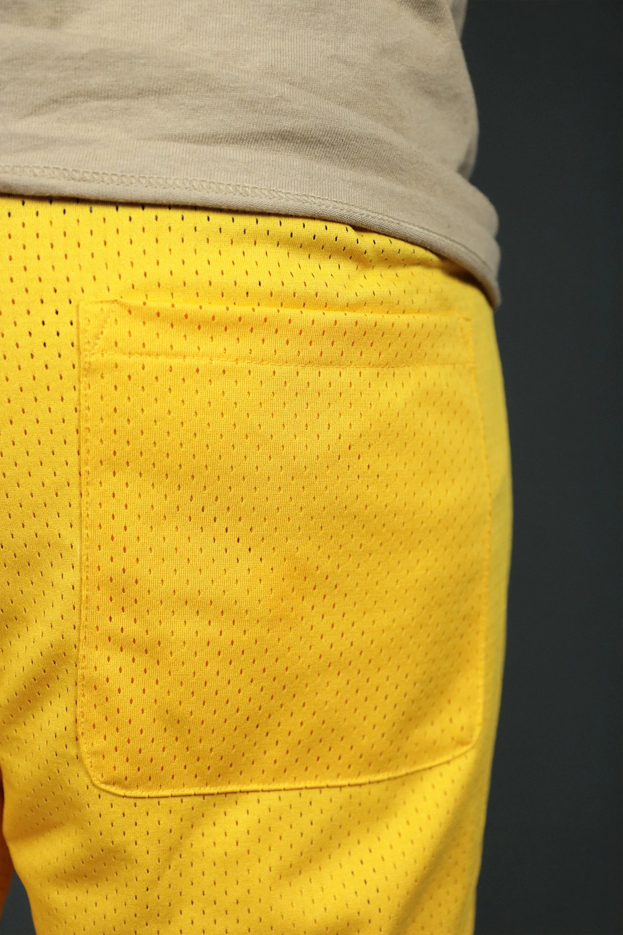 Los Angeles Yellow Men's Basketball Swingman Shorts with Zipper Pocket.