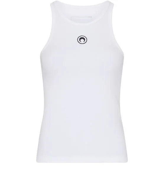 Marine Serre Rib Plain Cotton Logo Tanks & Camisoles