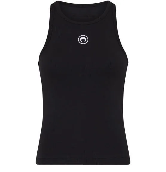 Marine Serre Rib Plain Cotton Logo Tanks & Camisoles