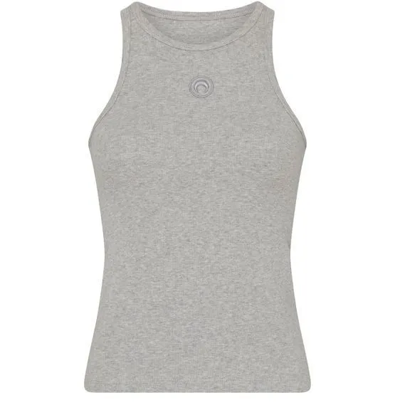 Marine Serre Rib Plain Cotton Logo Tanks & Camisoles