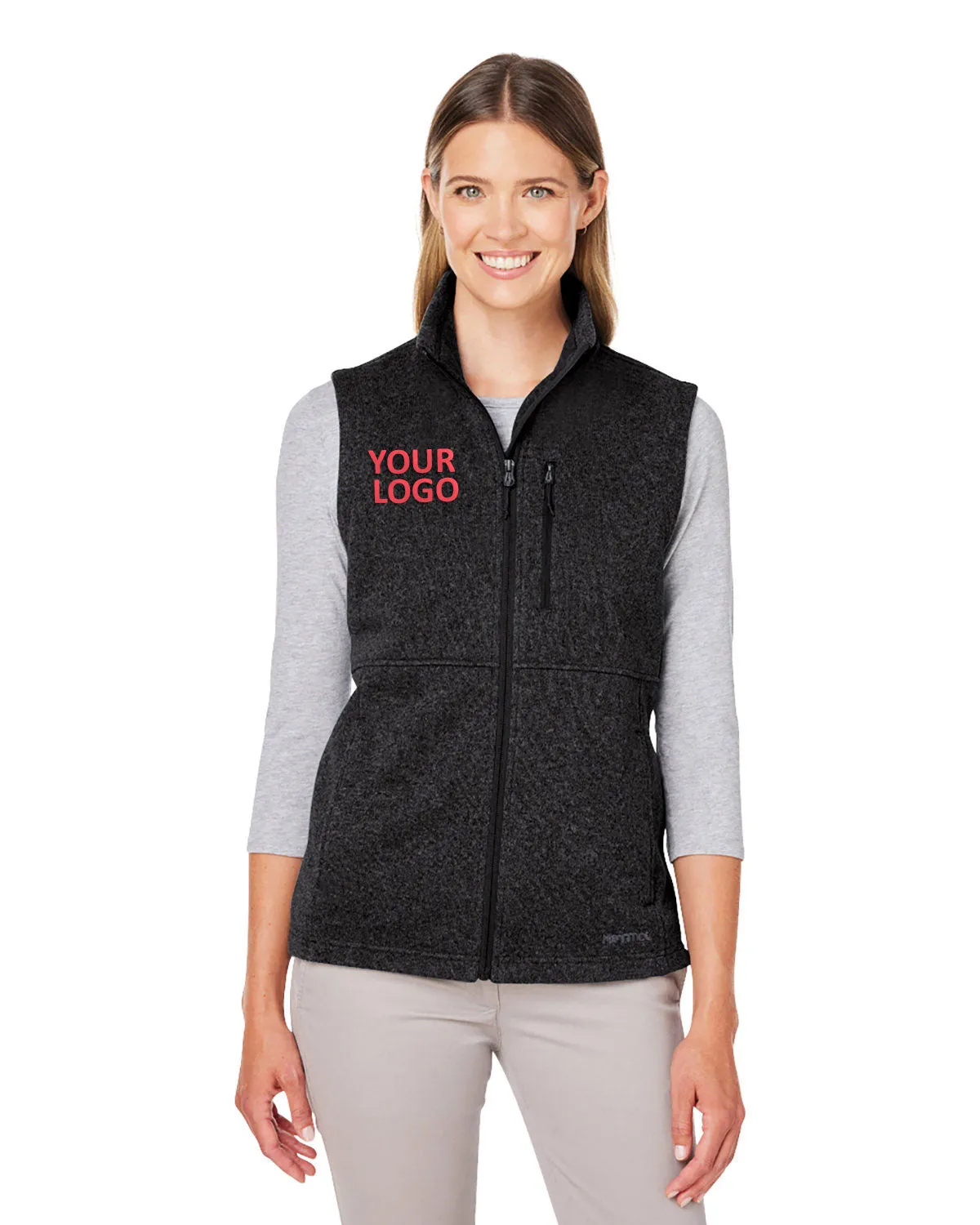 Marmot Ladies Dropline Sweater Fleece Vests, Black