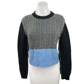 Marni Multicolor Cable Knit Colorblock Crewneck Long Sleeve Pullover Sweater S