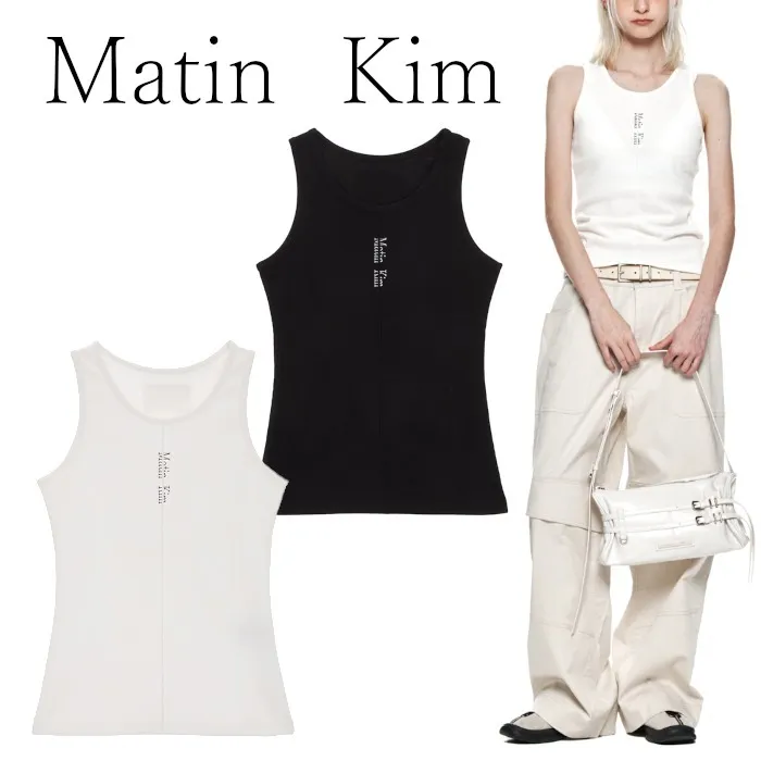 Matin Kim Rib Cotton Logo Tanks and Camisoles