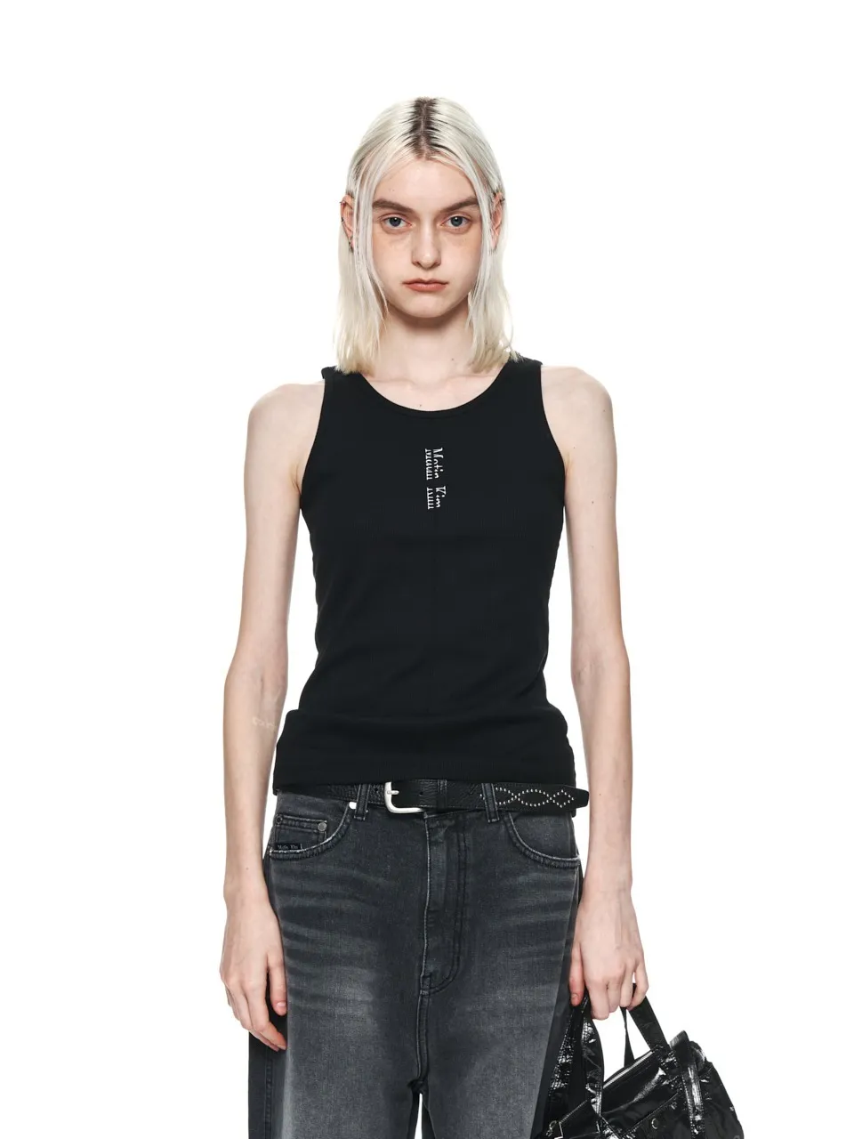 Matin Kim Rib Cotton Logo Tanks and Camisoles