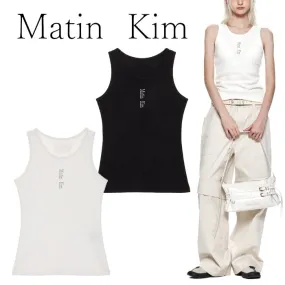 Matin Kim Rib Cotton Logo Tanks and Camisoles