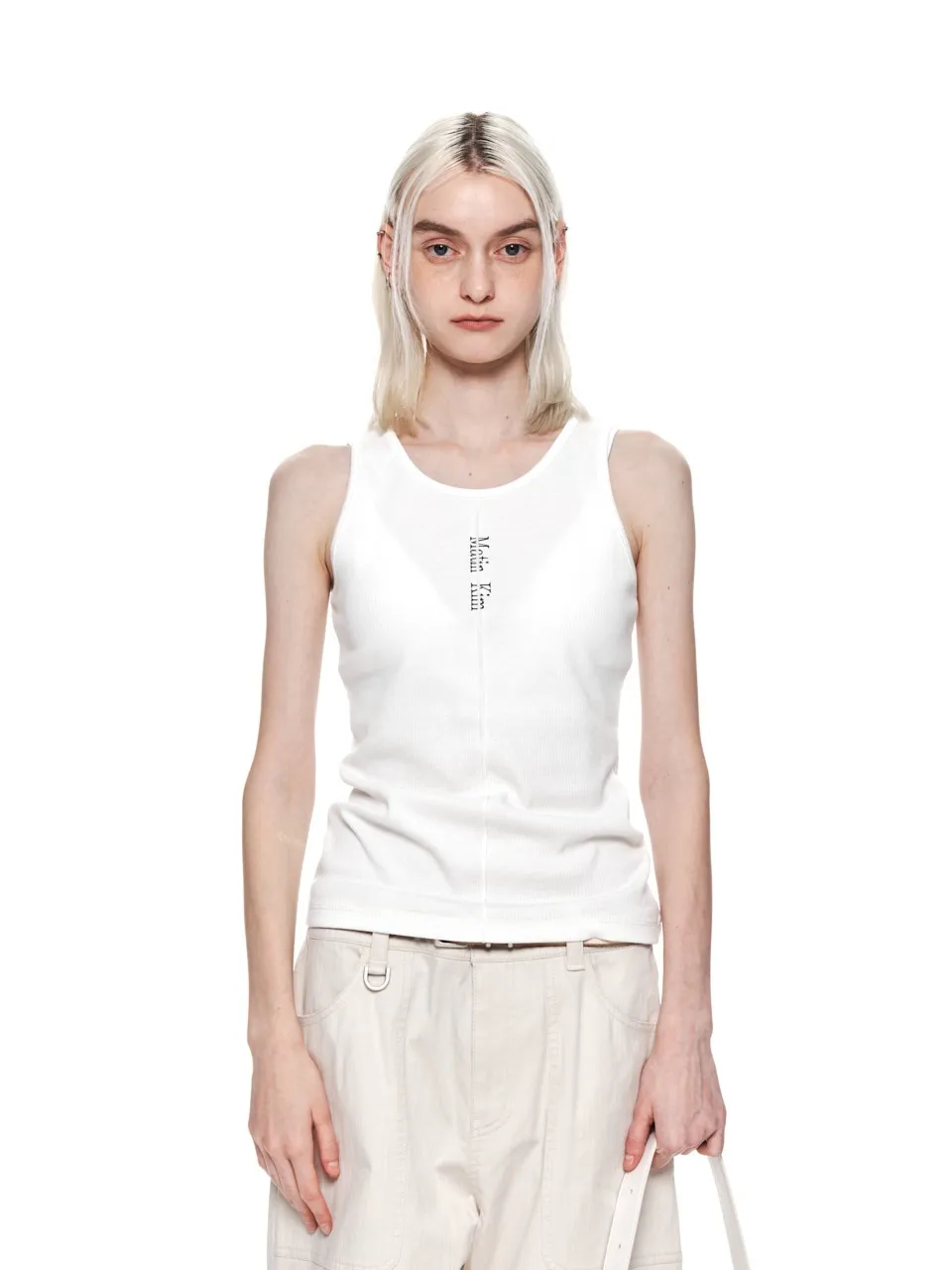 Matin Kim Rib Cotton Logo Tanks and Camisoles