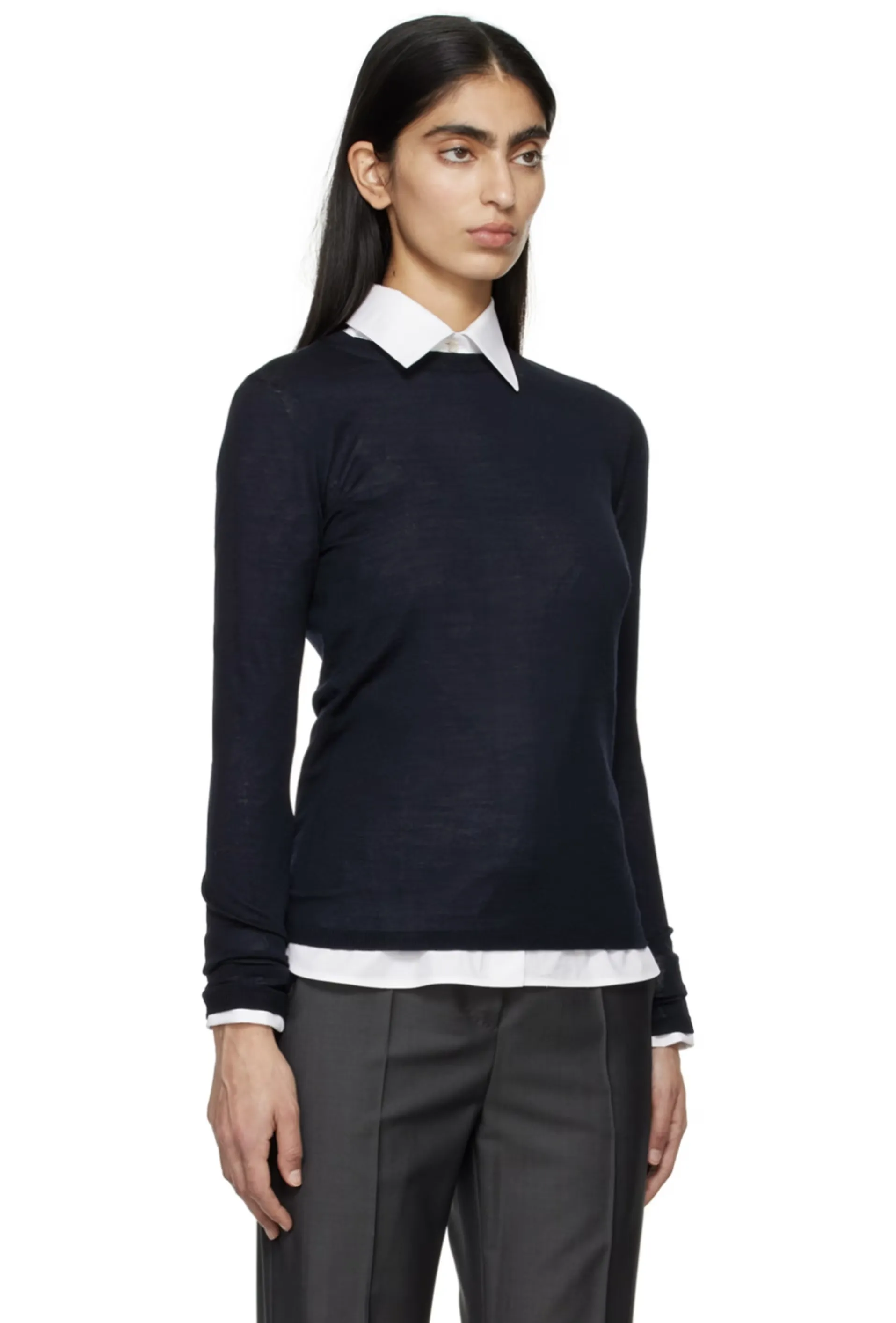 MaxMara Crew Neck Wool Rib V-neck and Crew neck