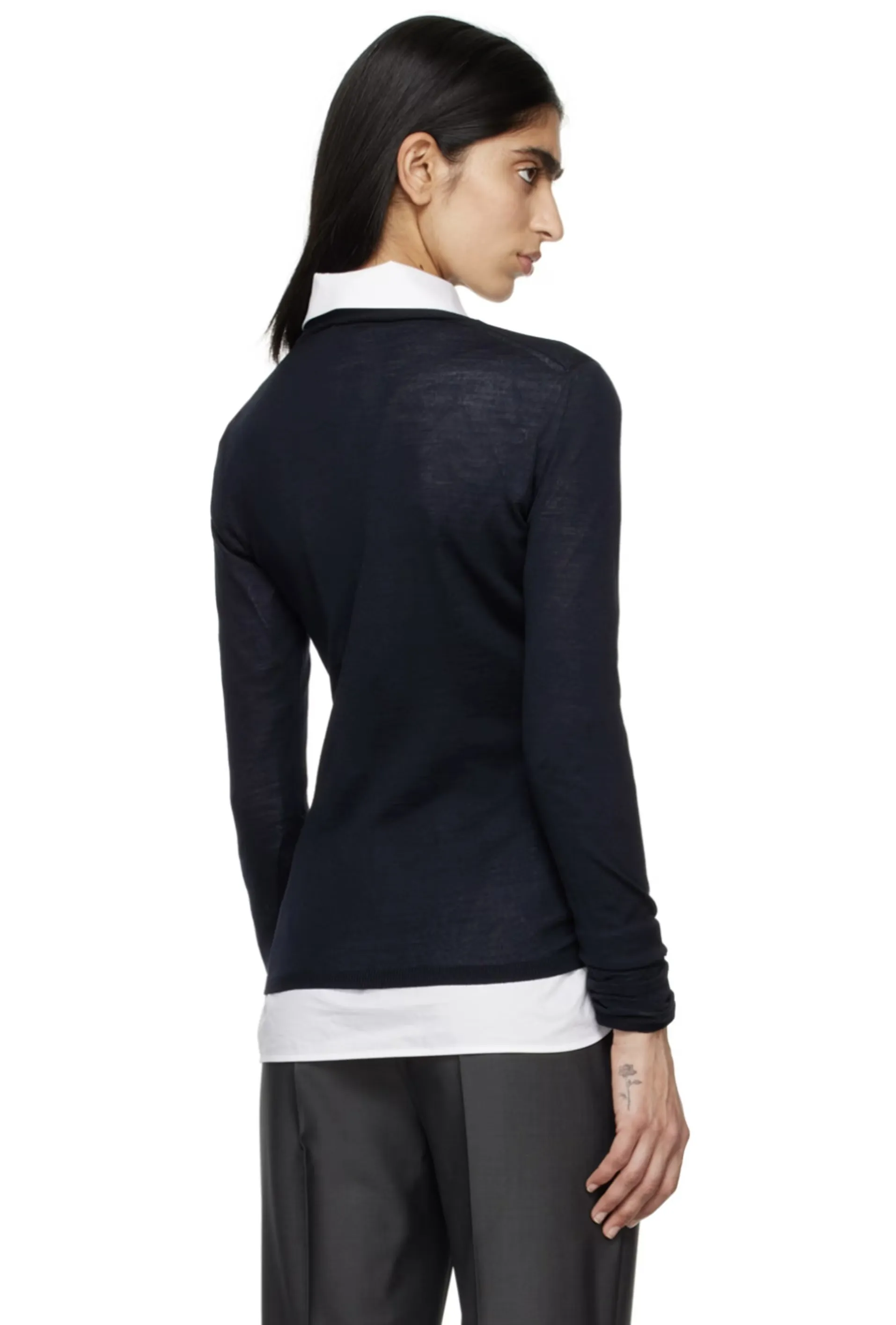 MaxMara Crew Neck Wool Rib V-neck and Crew neck