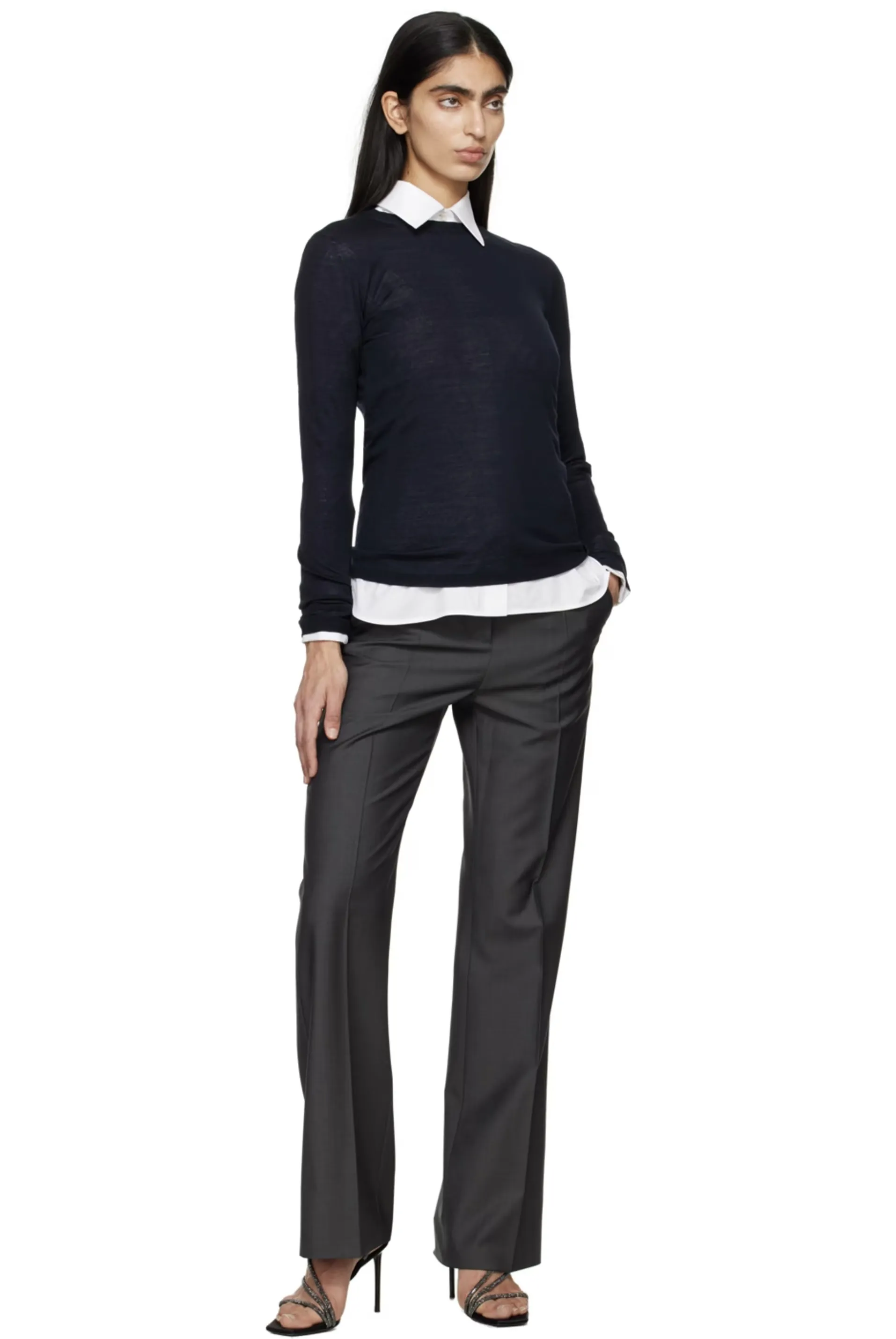 MaxMara Crew Neck Wool Rib V-neck and Crew neck