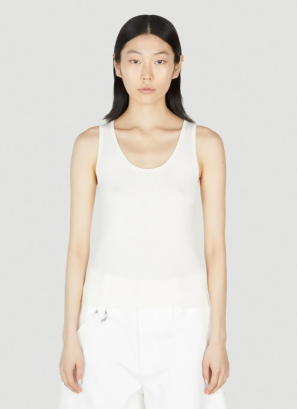 MaxMara Rib U-Neck Cotton Tanks & Camisoles