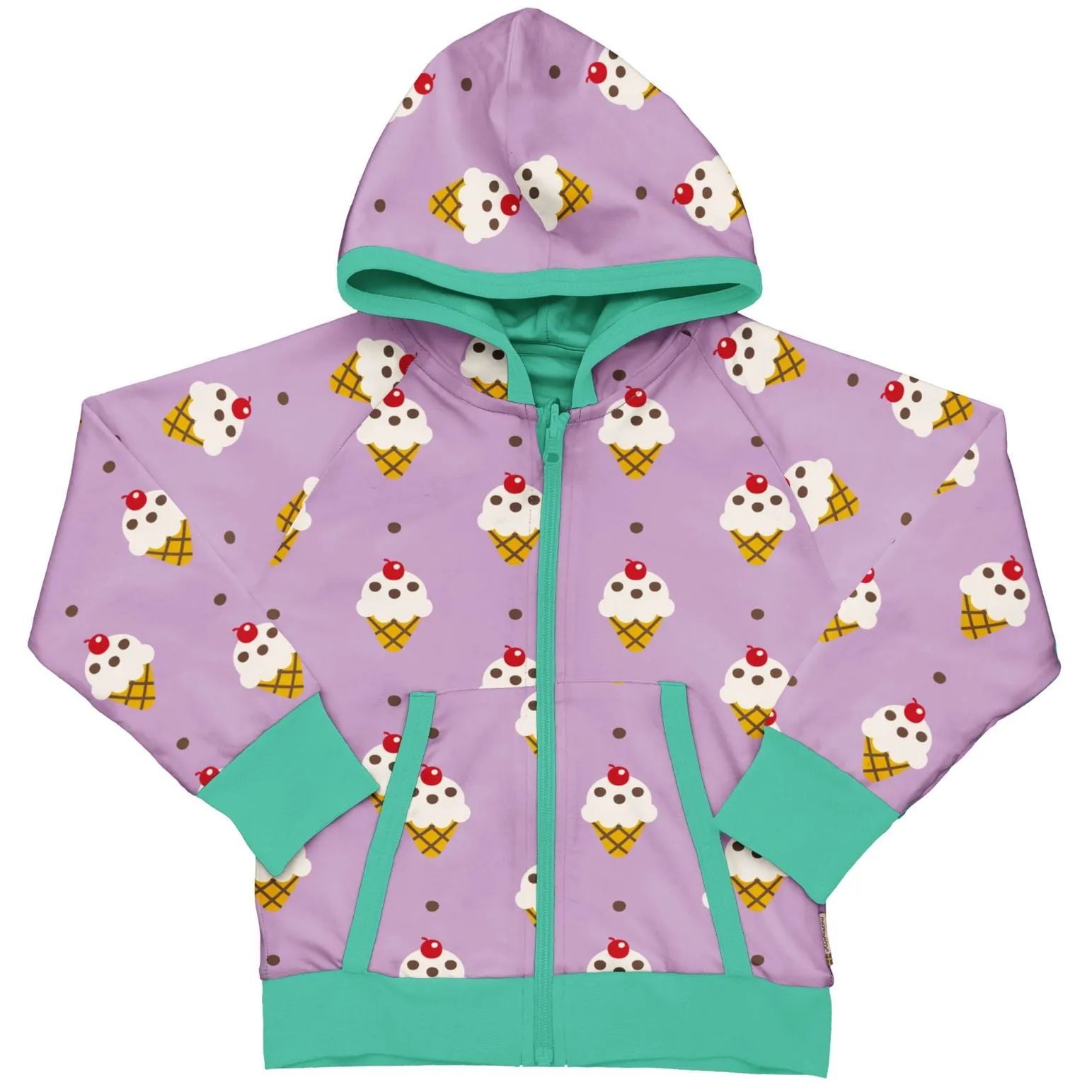 Maxomorra Ice Cream Organic Zip Hoodie Reversible Cotton