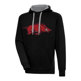 Men's Antigua Black Arkansas Razorbacks Big & Tall Victory Raglan Pullover Hoodie