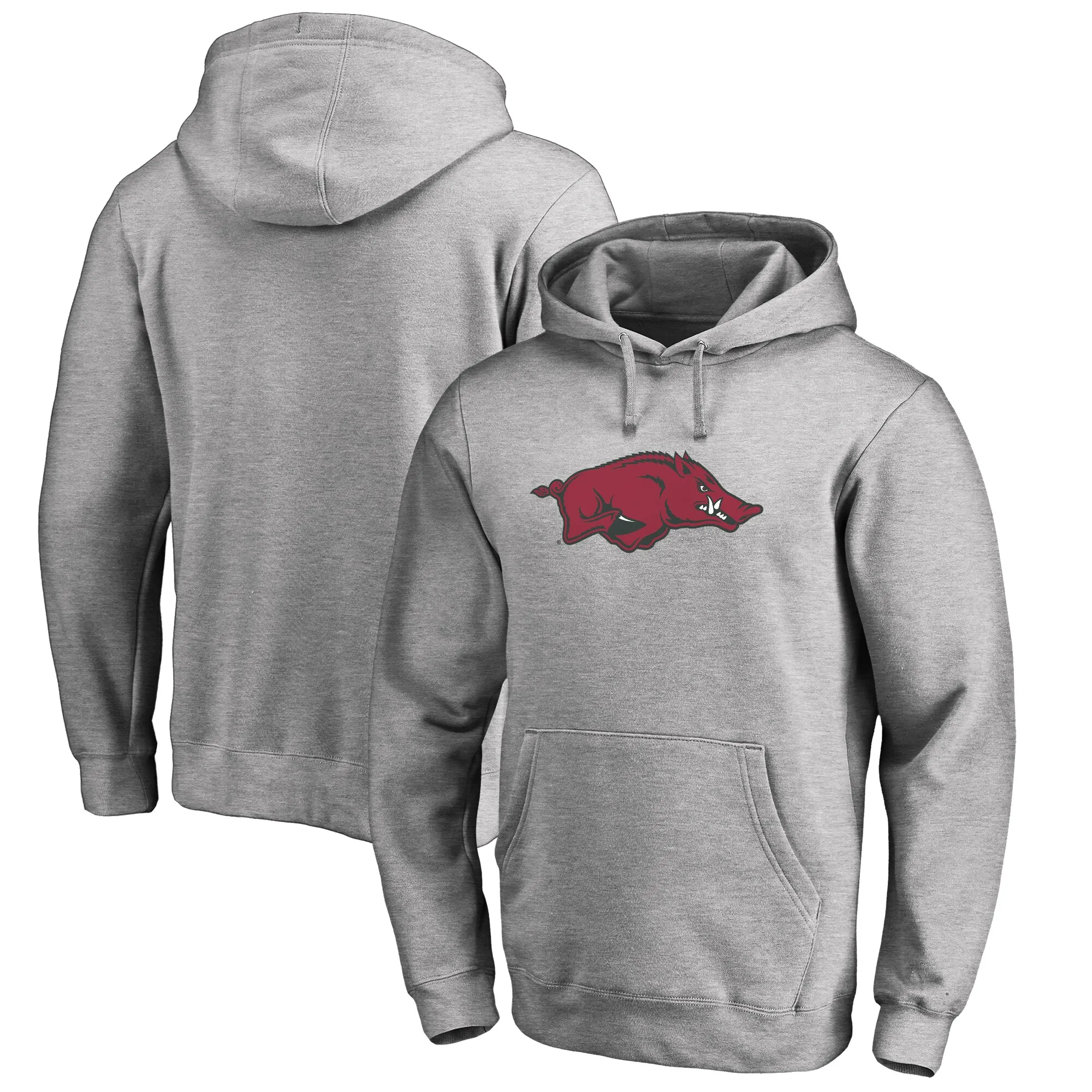 Men's Ash Arkansas Razorbacks Primary Team Logo Pullover Hoodie