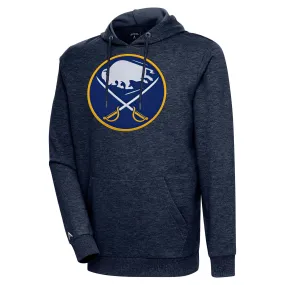 Men's Buffalo Sabres Antigua Heather Navy Logo Action Chenille Pullover Hoodie