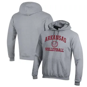 Men's Champion Heather Gray Arkansas Razorbacks Volleyball Icon Powerblend Pullover Hoodie