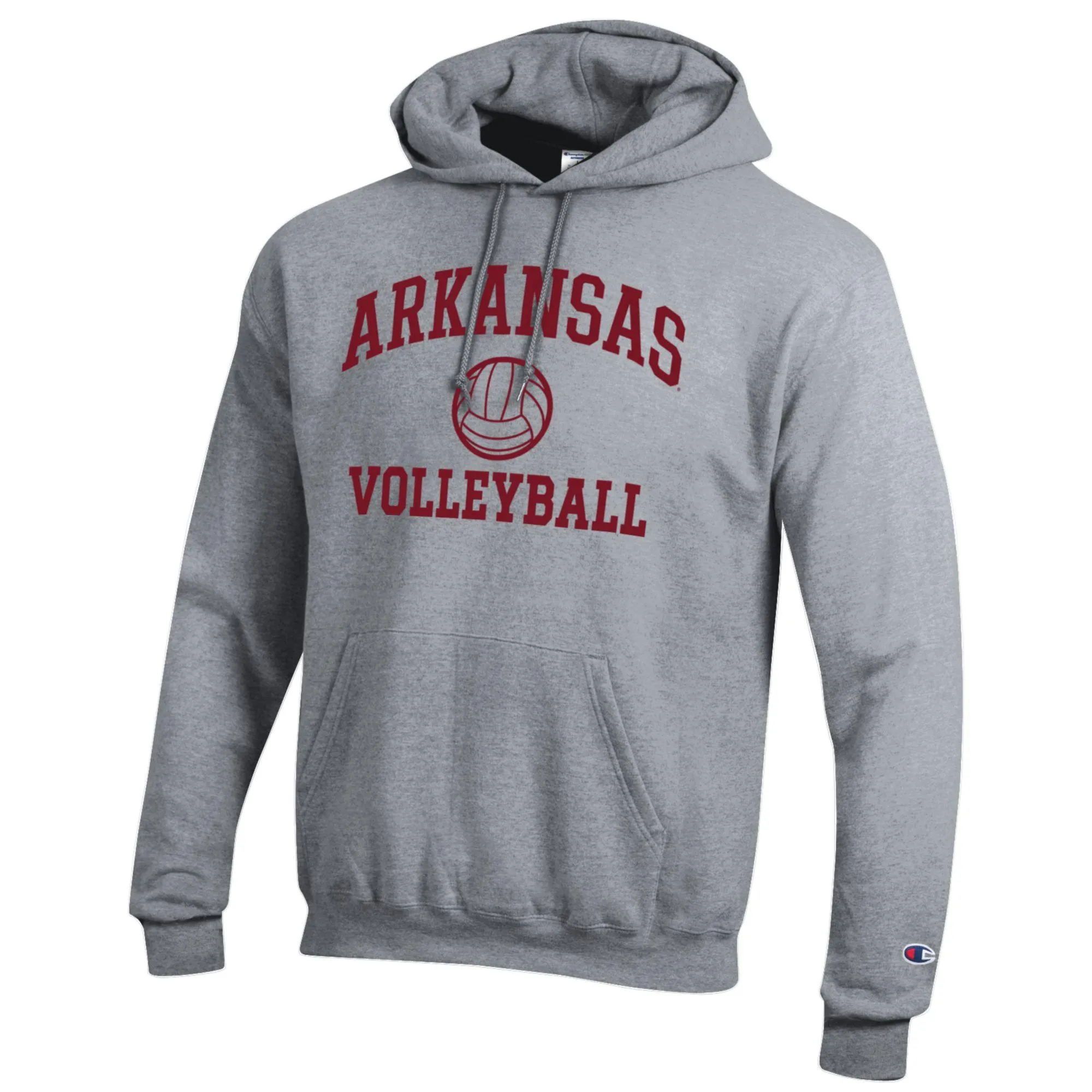 Men's Champion Heather Gray Arkansas Razorbacks Volleyball Icon Powerblend Pullover Hoodie