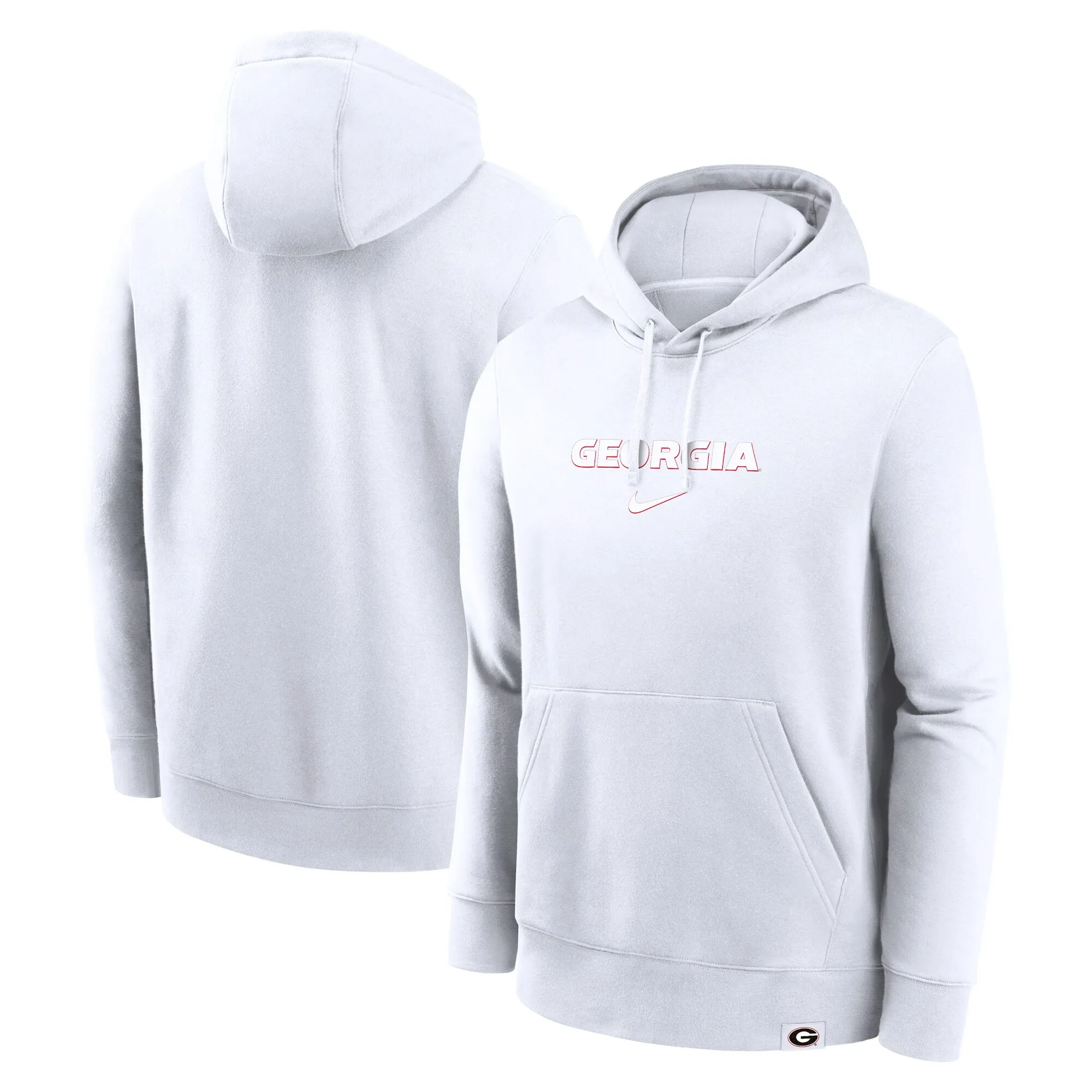 Men's Nike White Georgia Bulldogs Statement Wordmark Lockup Pullover Hoodie