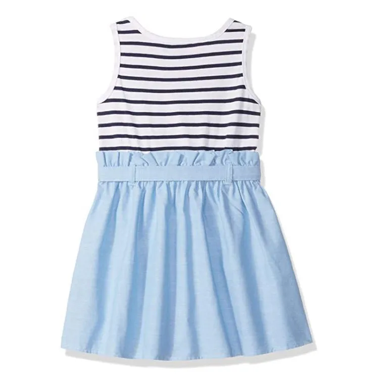 Nautica girls chambray dress - short sleeve, woven fabric