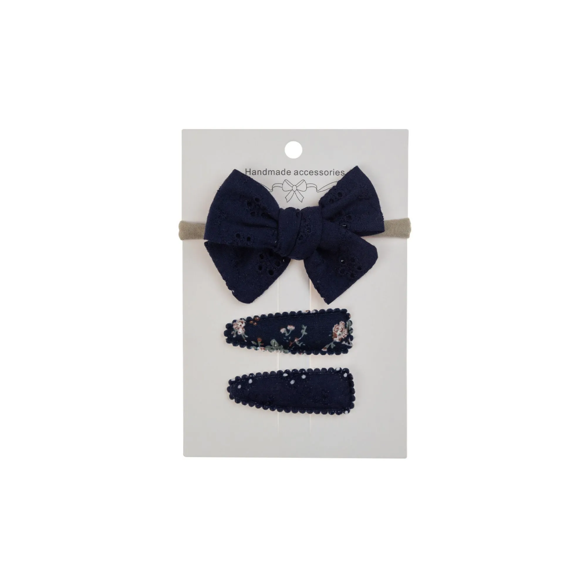 Navy Ballerina Snap Hair Clips & Bow Set