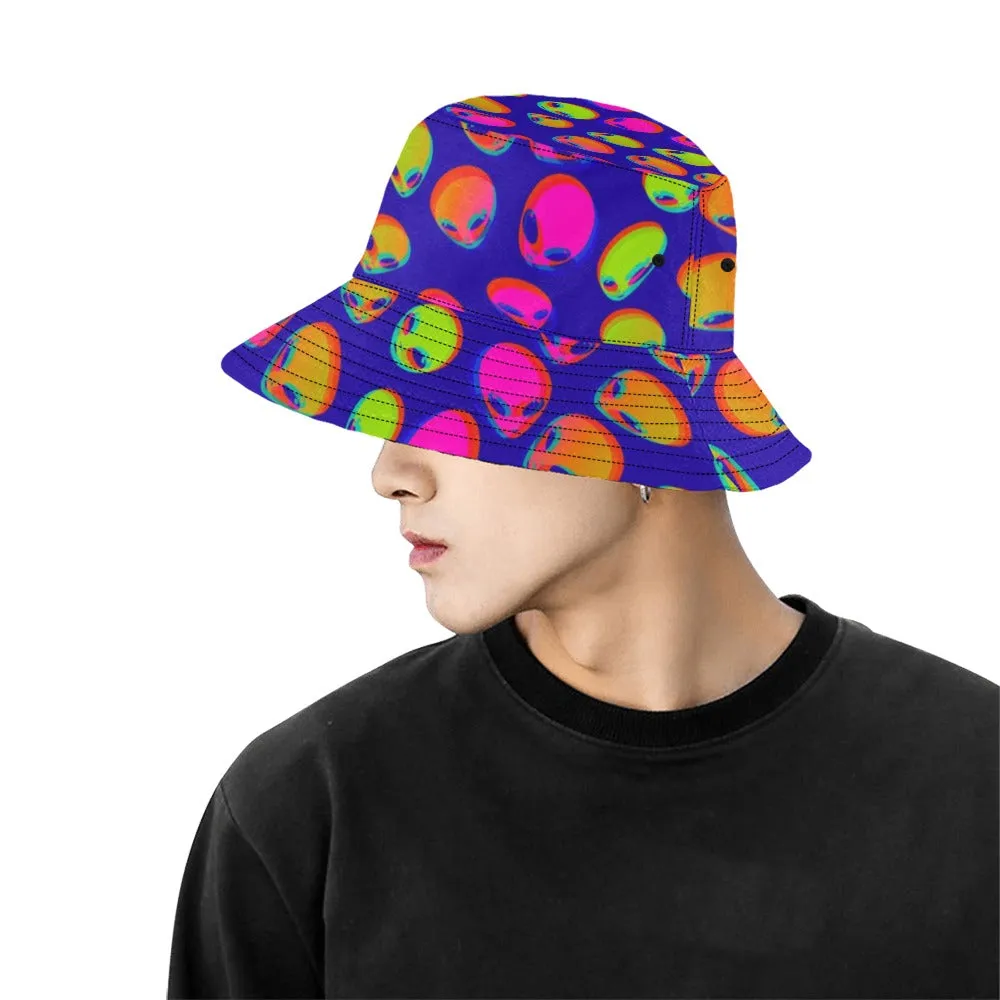 Neon Alien UV Blacklight Reactive Bucket Hat