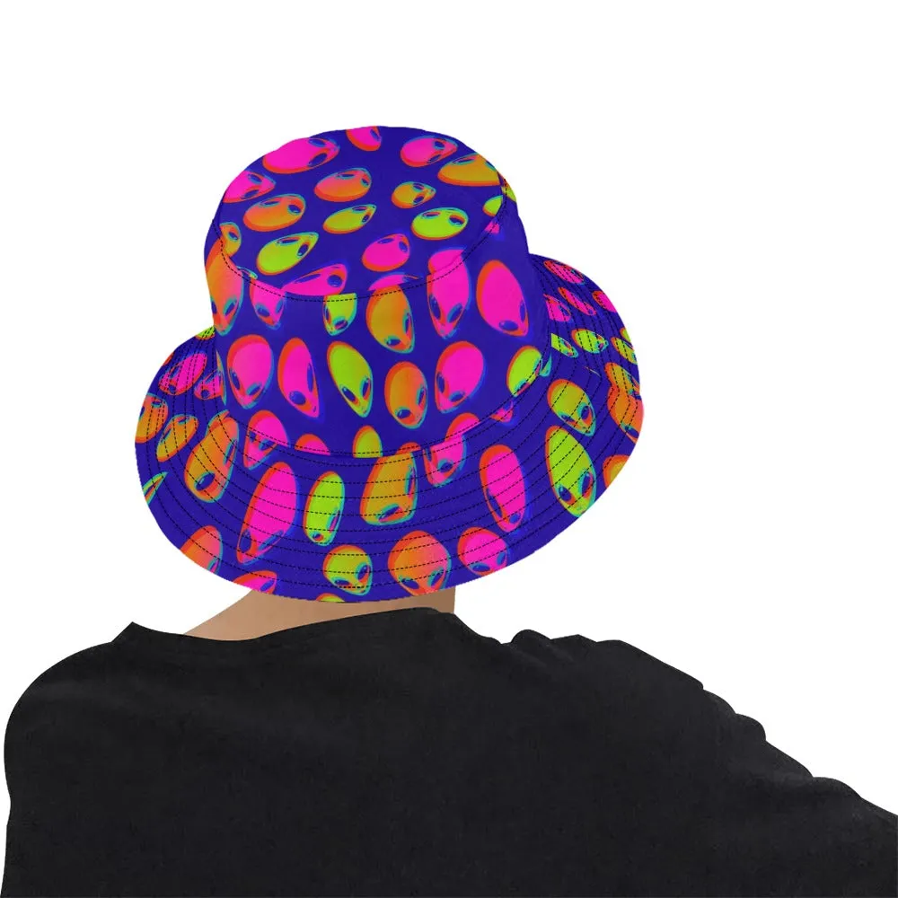 Neon Alien UV Blacklight Reactive Bucket Hat