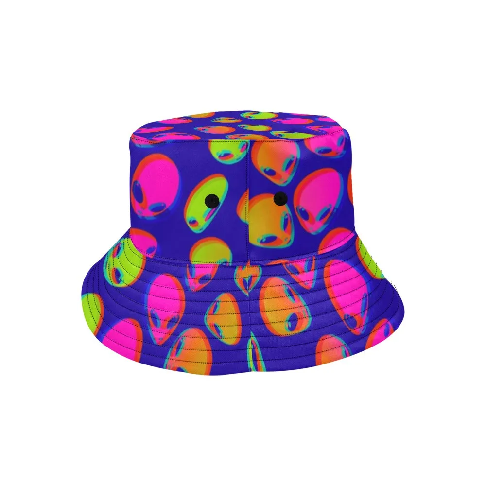 Neon Alien UV Blacklight Reactive Bucket Hat