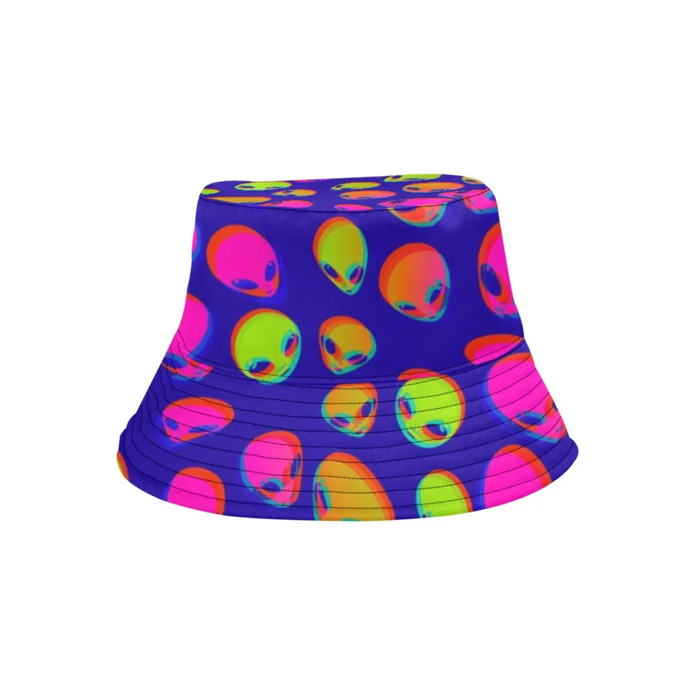 Neon Alien UV Blacklight Reactive Bucket Hat