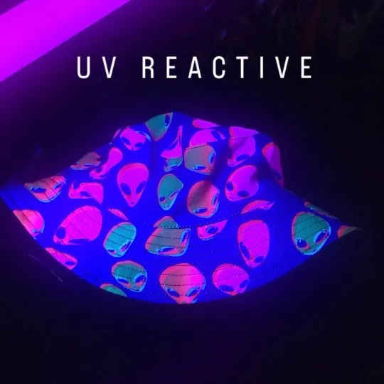 Neon Alien UV Blacklight Reactive Bucket Hat