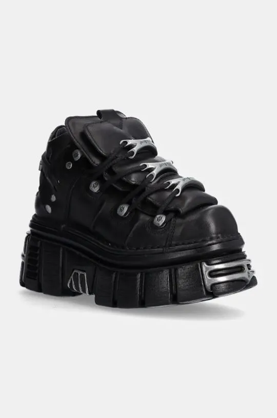 New Rock leather sneakers Nomada Negro + Tower Negro Lateral E14 Acero black color M-106-S112