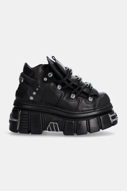 New Rock leather sneakers Nomada Negro + Tower Negro Lateral E14 Acero black color M-106-S112